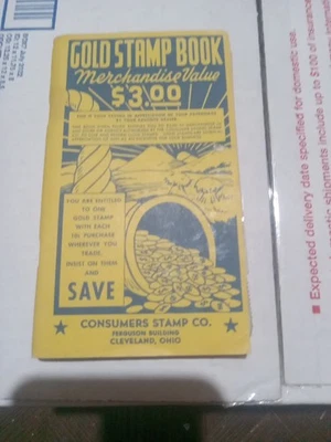 Libro de estampillas de oro de Consumers Stamp Co. Cleveland Ohio.  Alrededor del 85 por ciento lleno Foto 1 de 3