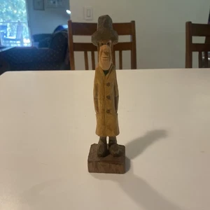 Hand Carved Wood Traveling Man Hobo Folk Art Sculpture Figurine 7” - Picture 1 of 14