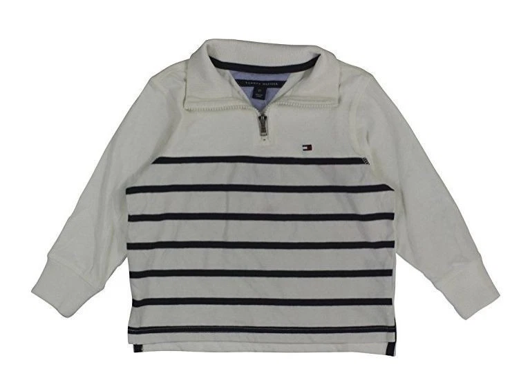Suéter Pullover Tommy Hilfiger Niños Cuarto Cremallera Rayas en Essx Marfil Talla XL Foto 1 de 1