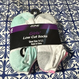 Zone Pro Girls Low Cut Socks 6 Pair Pack(x2) Shoe Size 9-3.5 12pairs Total - Picture 1 of 5