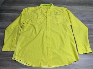 HUK Mens Fishing Shirt Neon Yellow Lightweight Button Down Long Sleeve Size XL - Picture 1 of 7