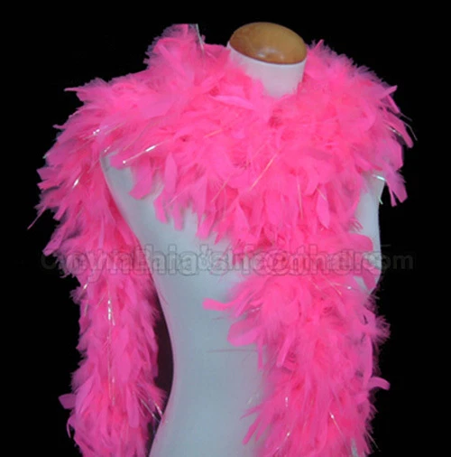 Hot Pink with lurex 65 Grams Chandelle Feather Boa Dance Party Halloween Costume - Image 1 of 1