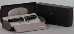FOUNTAIN PEN PARKER DUOFOLD CENTENNIAL BLUE MARBLE NIB F - Picture 1 of 9