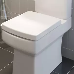 Soft Close White Square Toilet Seat - Top Fix Plastic Contemporary Bathroom - Picture 1 of 9