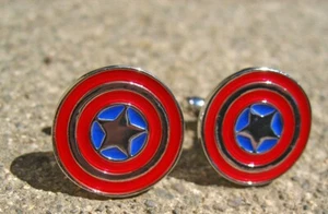 Captain America Superhero Cufflinks –Wedding, Father's Day, Graduation, Birthday - Picture 1 of 2