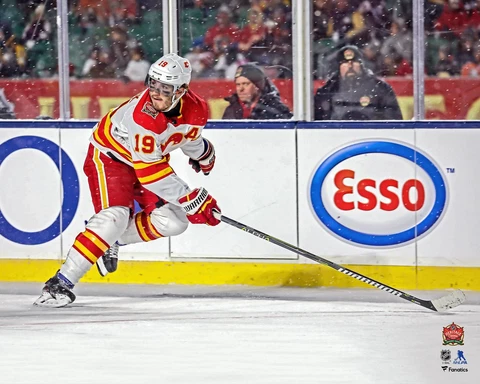 Matthew Tkachuk Calgary Flames Unsigned 2019 NHL Heritage Classic 16x20 Photo Cover