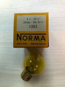 AMPOULE 6 VOLTS 45W  AXIAL NORMA  BA21S 3 ERGOTS 1202 JAUNE NEUF COLLECTION - Imagen 1 de 4