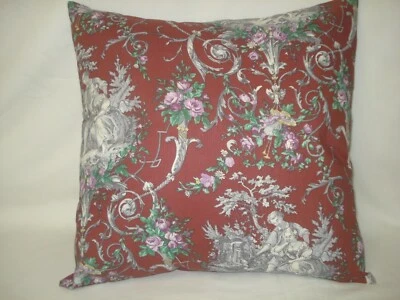 Gray and Burgundy Toile Decorative Accent Throw Pillow Cover 14x14  - Image 1 of 4