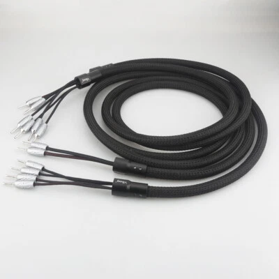Pair Audiophile Viborg Bi-wire Hifi Speaker Cable & Pure Copper Banana Plug 2M - Image 1 of 4