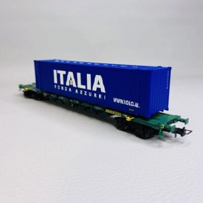 Rivarossi Hr6617 Sgnss Cemat Green Livery Carriage With 45' Container Italy - Image 1 of 4