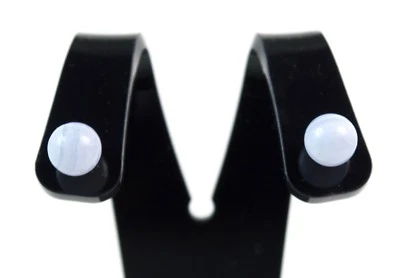 Orecchini a lobo in Calcedonio (Ø 8 mm circa) e Argento 925. Made in Italy - Immagine 1 di 3