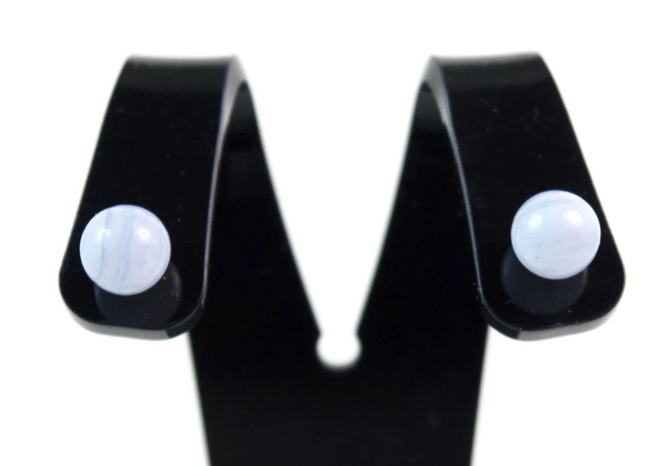 Orecchini a lobo in Calcedonio (Ø 8 mm circa) e Argento 925. Made in Italy - Immagine 1 di 3