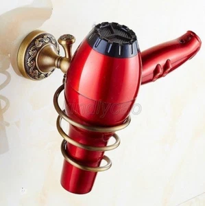 Antique Brass Bathroom Wall Mounted Spiral Hair Dryer Blower Holder Rack Kba488 - Picture 1 of 7