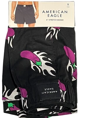 NUEVO CON ETIQUETAS AMERICAN EAGLE Boxer Elástico Talla S-M-L-XL Negro Púrpura Berenjena #71 Foto 1 de 4