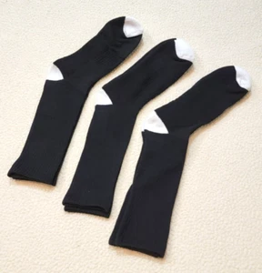 3 Pair Pack HABAND Men's Socks Sz. M Black w/White Heel Toe Cushion #84890 NOS - Picture 1 of 8
