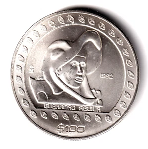 MEXICO 100 Pesos plata 1992 S/C GUERRERO AGUILA 1 onza 999 - Picture 1 of 2