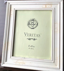 Cornice portafoto vintage VERITAS 8" x 10" pollici bianco invecchiato legno crepitato - Foto 1 di 17