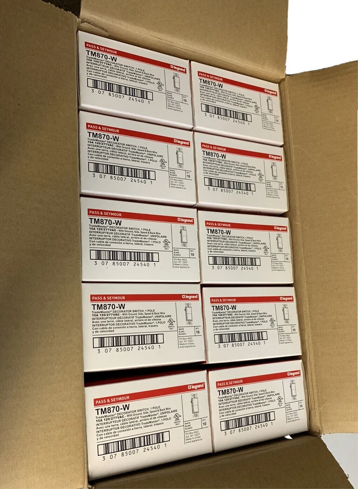 NEW Legrand TM870W White Decorator Switch 1 pole 15A ⭐️LOT OF 100 SWITCHES⭐️ - Image 1 of 1