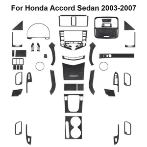 49Pcs Carbon Fiber Full Interior Kit Cover Trim For Honda Accord Sedan 2003-2007 - Picture 1 of 24