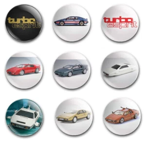 25mm  BUTTON BADGES X9 FEATURING THE LOTUS ESPRIT - Foto 1 di 1