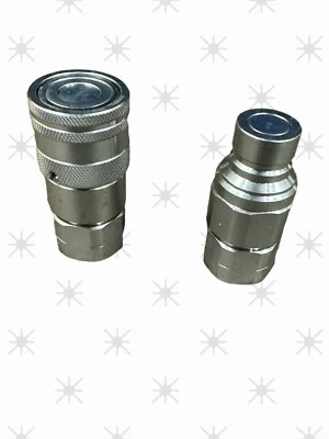 1/2” SET NPT Flat Face Hydraulic Quick Connect Coupler Coupling Set Skid Steer - Image 1 of 4