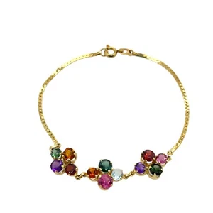 Armband 14 kt Gelbgold mit mehrfarbigen natürlichen Saphiren besetzt - Bild 1 von 4