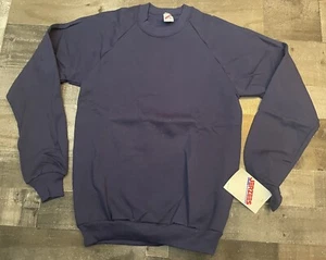 NWT Vintage Jerzees Sweatshirt Raglan Blank Navy Blue Size Youth M - Picture 1 of 8