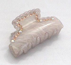 Brand New Smokey Gray Grey Carving Hair Clip Claw w/Clear AB and Yellow Crystals - Picture 1 of 3
