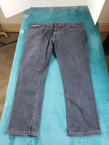 Perry Ellis Jeans Sz 40x30 Mens Black Cotton Pants Denim Soft Straight - Picture 1 of 13