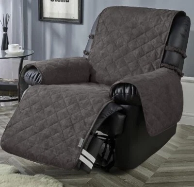 STONECREST Graphite Recliner Chair Waterproof Microsuede Fabric Slipcover 23in - Image 1 of 4