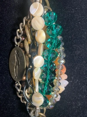 PULSERA DE PIEDRA MARLAINA CON 9 HEBRAS DE METAL O CUENTAS CON BROCHE DE LATÓN PESADO! USA! Foto 1 de 4
