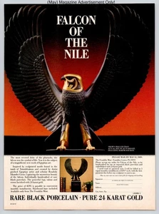 Falcon Nile Egyptian Sculpture Porcelain Gold Majesty Vtg 1989 Advertisement - Picture 1 of 5