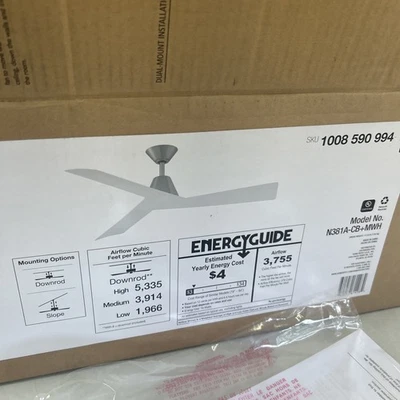 Home Decorators Easton 52” Champagne Bronze Ceiling Fan White Blades - Image 1 of 4