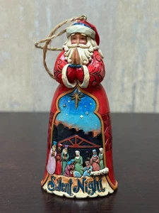 Jim Shore Silent Night Santa adorno 5" de alto 2014 madera corazón griego - Imagen 1 de 5