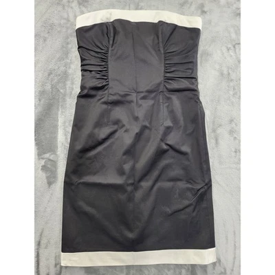 Новый Kay Unger контраст отделки без бретелек мини-платье-футляр размер 10 черный белый  - Изображение 1 из 4