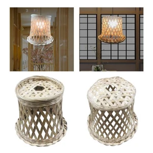 Handwoven Bamboo Lamp Shade LED Pendant Light Cover for Ceiling Light Fixture - Picture 1 of 15