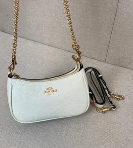 CA209 Coach weiß Teri Schultertasche Handtasche Leder Outlet Produkte Neu mit Etikett - Bild 1 von 8