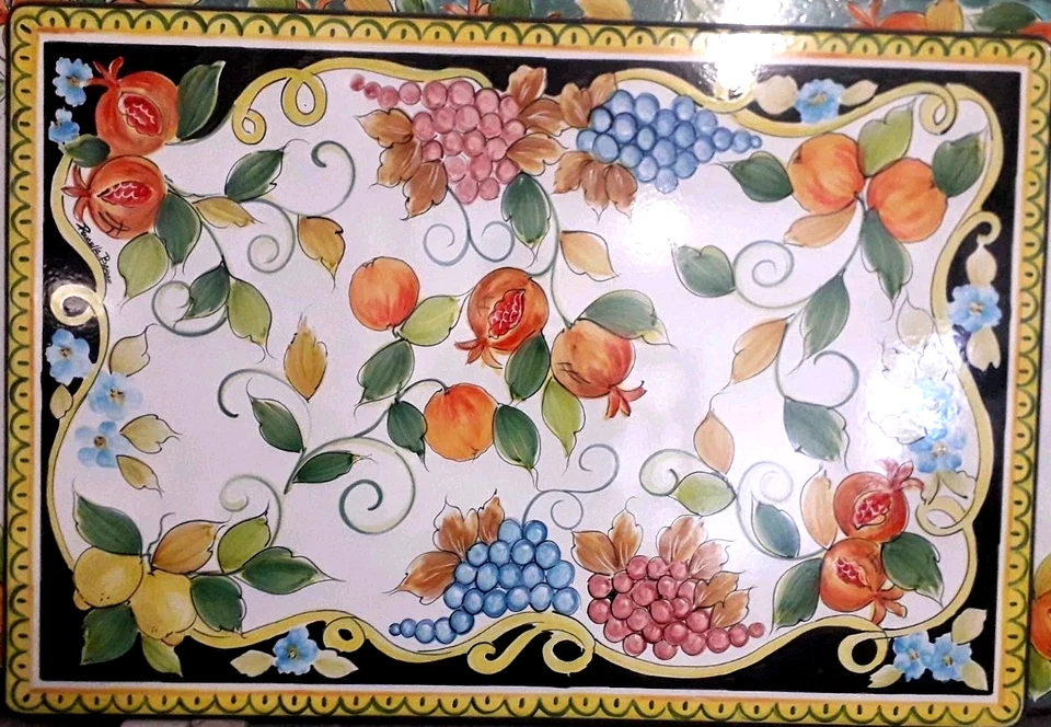 Tavolo in pietra lavica dell'etna dipinto a mano. - Immagine 1 di 1