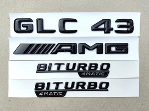 Gloss Black Rear Badges Emblems For Mercedes W253 GLC 43 AMG Biturbo 4Matic - Picture 1 of 5