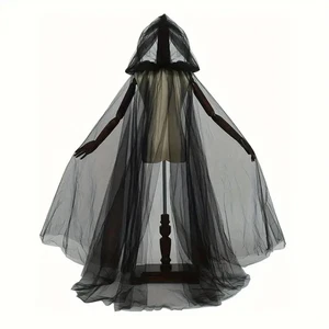 Schwarz Braut Schal Hexe Vampir Cosplay Umhang Halloween Doppelumhang Requisite Kleid - Bild 1 von 12