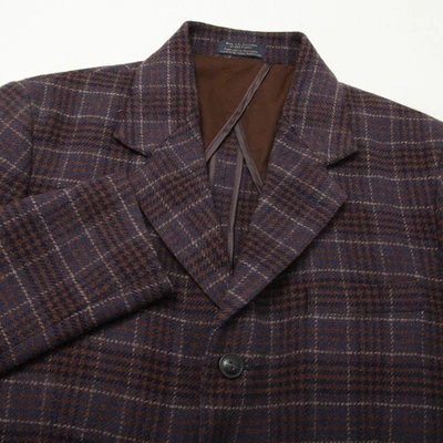 Pendleton Blazer Mens 40 Brown Blue Plaid Oregon Tweed Wool Suede Elbow Patches - Image 1 of 4