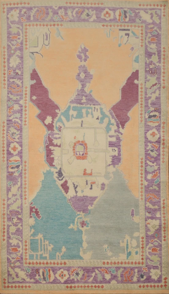 Vegetable Dye Transitional Oushak Area Rug 4x7 Ft Handmade Oriental Wool Carpet - Image 1 of 4