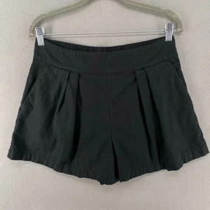 Abercrombie Fitch Linen Cotton Blend Elastic Waist Shorts Womens M Black - Picture 1 of 12
