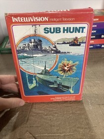 Mattel Intellivision Sub Hunt Video Game - Complete w/ Overlays Tested Working