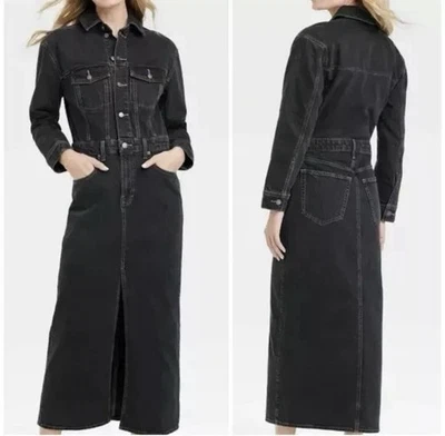 Universal Thread | Black Wash Denim Button Up Dress NWOT - Size 4 - Image 1 of 4