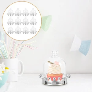 12pcs Cupcake Holders Plastic Trays with Dome Cover Clear Dome Cover Dessert - Picture 1 of 12
