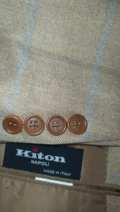 $4595 Kiton 40R 50 CASHMERE SILK LINEN Brown Blue Check Blazer Jacket sport Coat - Picture 1 of 8