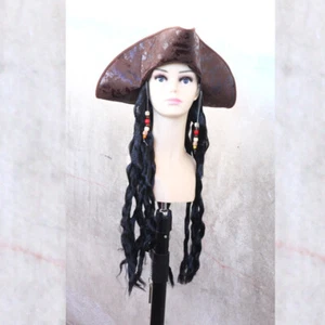 Pirates of the Caribbean Masquerade Cosplay Captain Hook Jack Sparrow Wig Hat - Picture 1 of 7