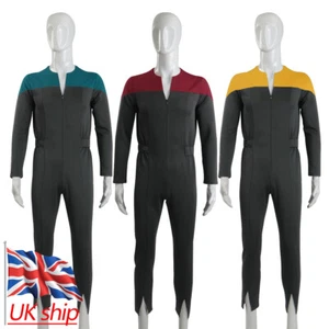 For DSN Deep Space Nine Sisko Red Duty Uniform Starfleet Blue Gold Jumpsuits - Picture 1 of 12