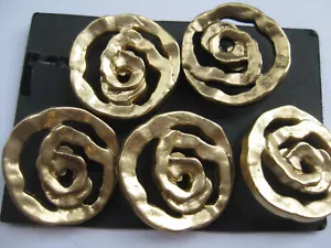 29mm Large Very Nice Swirly Abstract Gold Shank Designer Sewing Buttons Set 5 - Picture 1 of 6